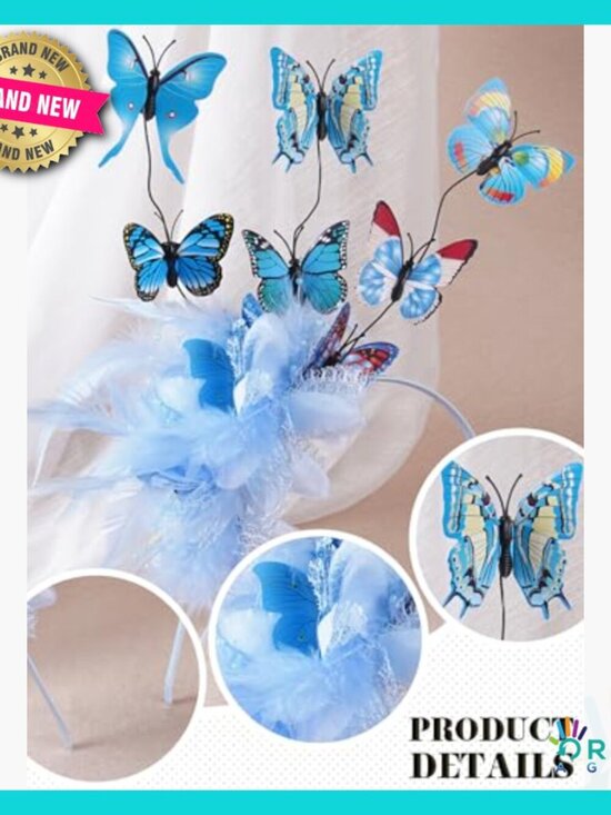 Elegant Butterfly Fascinator Headband Feather Flower Tea Party Hat Boho main image 4